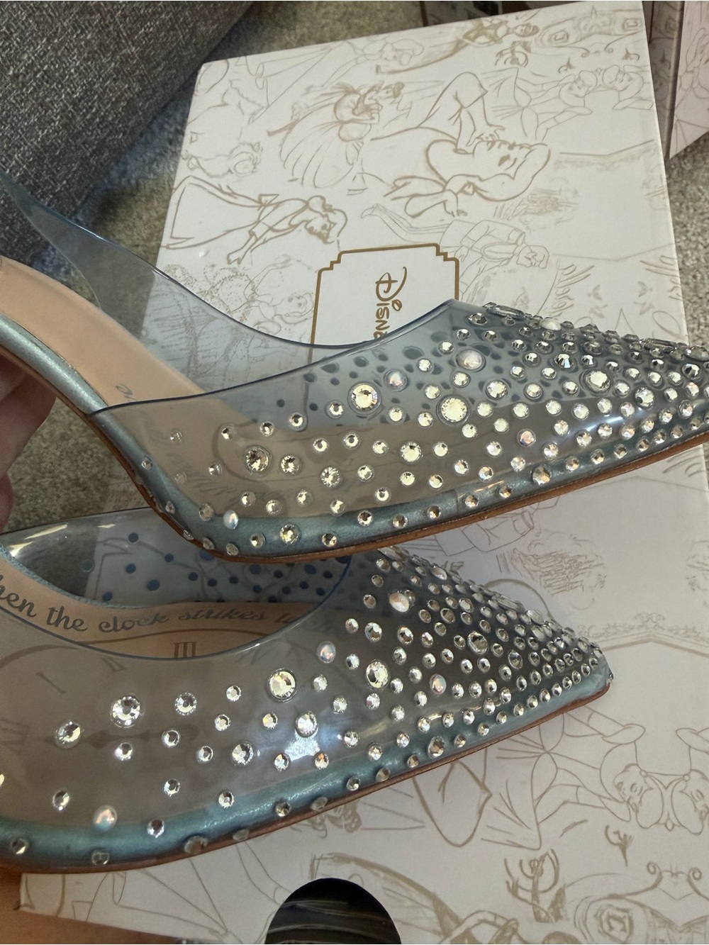 Crystal Embellished Clear Slingback Heels - Light Blue Aldo Disney Cinderella - Picture 6 of 7